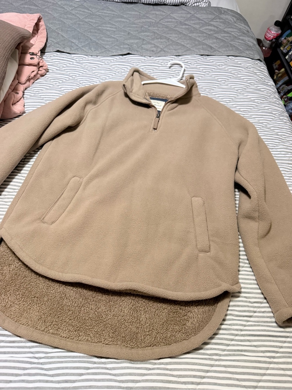 TACH Men's Tan Zip-Up Fleece Pullover